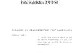 Paradiso, un espacio precario para la duración