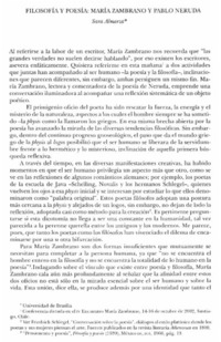 Filosofía y poesía: María Zambrano y Pablo Neruda