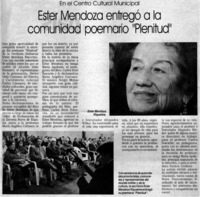 Ester Mendoza entregó a la comunidad poemario "Plenitud".