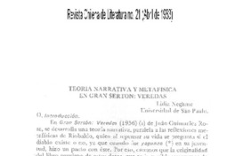 Teoría narrativa y metafísica en Gran Sertón: Veredas