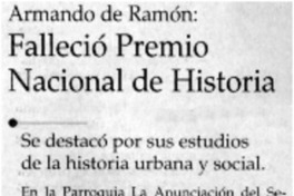 Falleció Premio Nacional de Historia.