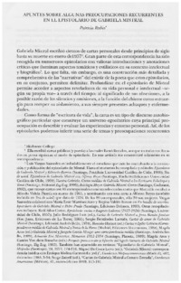 Apuntes sobre algunas preocupaciones recurrentes en el epistolario de Gabriela Mistral
