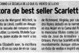 Muere autora de best seller Scarlett.