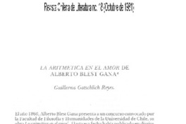La aritmética en el amor de Alberto Blest Gana