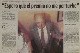 "Espero que el premio no me perturbe" [entrevistas]