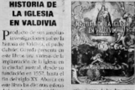 Historia de la Iglesia en Valdivia.