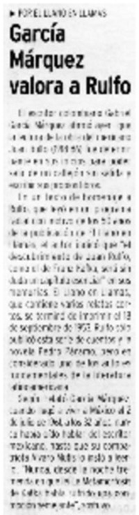 García Márquez valora a Rulfo.