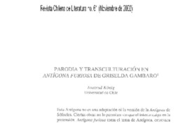 Parodia y transculturación en Antígona furiosa de Griselda Gambaro