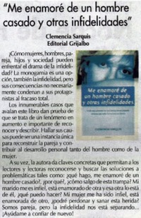 Me enamoré de un hombre casado y otras infidelidades".