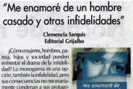 Me enamoré de un hombre casado y otras infidelidades".