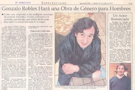 Gonzalo Robles hará una obra de género para hombres