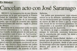 Cancelan acto con José Saramago.