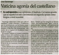 Vaticina agonía del castellano.