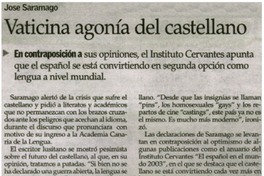 Vaticina agonía del castellano.