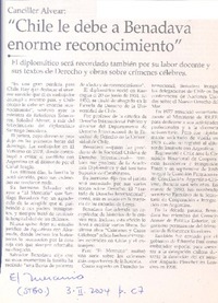 "Chile le debe a Benadava enorme reconocimiento"