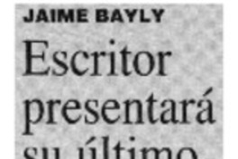 Escritor presentará su último libro