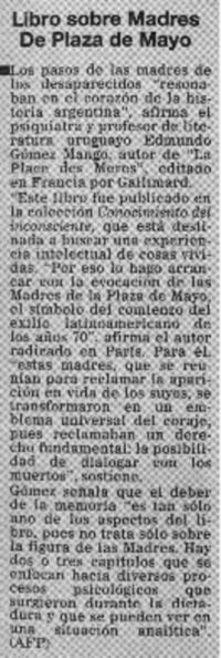 Libro sobre Madres de Plaza de Mayo