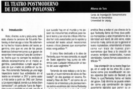 El teatro postmoderno de Eduardo Pavlovsky
