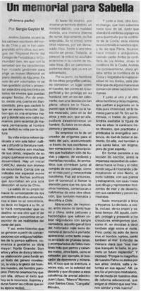 Un memorial para Sabella