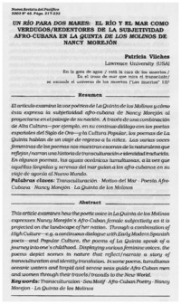 Un río para dos mares: el río y el mar como verdugosredentores de la subjetividad afro-cubana en la quinta de los molinos de Mancy Morejón