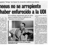 Huneeus no se arrepiente de haber enfurecido a la UDI