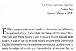 La articulación del sentido
