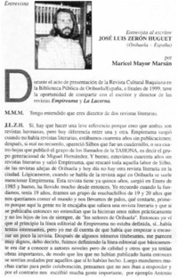 Entrevista al escritor José Luis Zerón Huguet