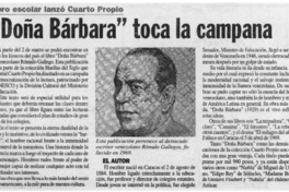 "Doña Bárbara" toca la campana