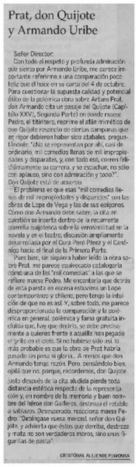 Prat, don Quijote y Armando Uribe