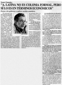 "A. Latina no es colonia formal, pero sí lo es en términos económicos".