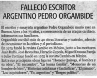 Falleció escritor argentino Pedro Orgambide.