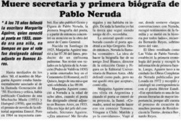 Muere secretaria y primera biógrafia de Pablo Neruda