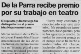 De la Parra recibe premio por su trabajo en teatro