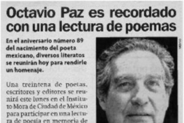 Octavio Paz es recordado con una lectura de poemas