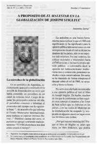 A propósito de el malestar en la globalización de Joseph Stiglitz