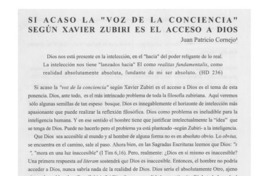 Si acaso la "Voz de la Conciencia" según Xavier Zubiri es el acceso a Dios