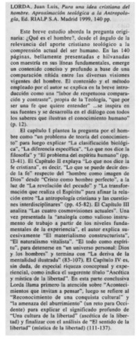 Para una idea cristiana del hombre. Aproximación teológica a la Antropología