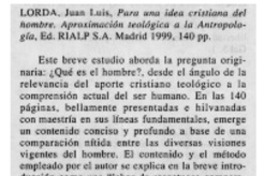 Para una idea cristiana del hombre. Aproximación teológica a la Antropología