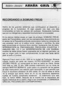 Recordando a Sigmund Freud