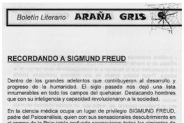 Recordando a Sigmund Freud