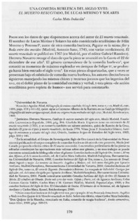 Una comedia burlesca del siglo XVIII, El muerto resucitado, de Lucas Merino y Solares