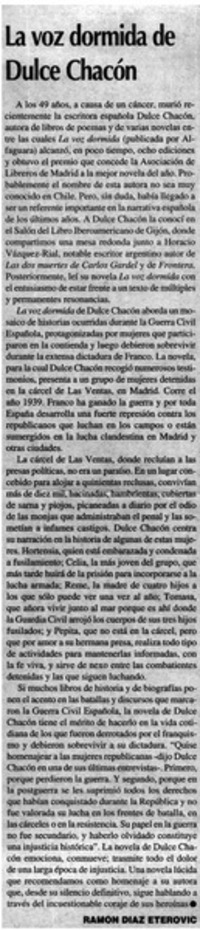 La voz dormida de Dulce Chacón