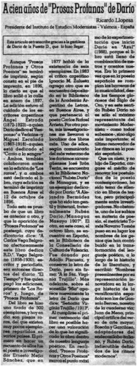 A cien años de "Prosas profanas" de Darío