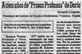 A cien años de "Prosas profanas" de Darío