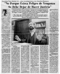 "No porque exista peligro de venganza se debe dejar de hacer justicia" Sacerdote Tony Misfud S.J., sobre Investigaciones a los Derechos Humanos