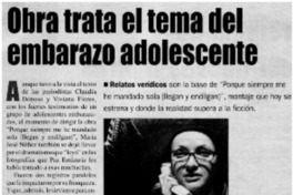 Obra trata el tema del embarazo adolescente