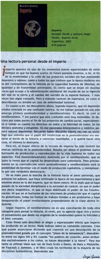 Una lectura personal desde el imperio