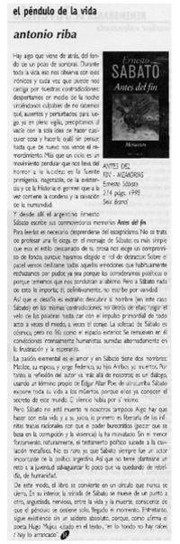 Elpéndulo de la vida, Antonio Riba.