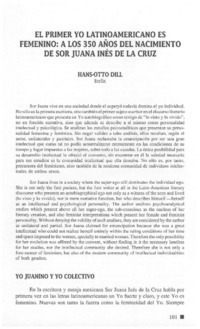 El primer yo latinoamericano es femenino: alos 350 años del nacimiento de Sor Juana Inés de la Cruz