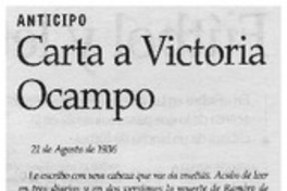 Carta a Victoria Ocampo